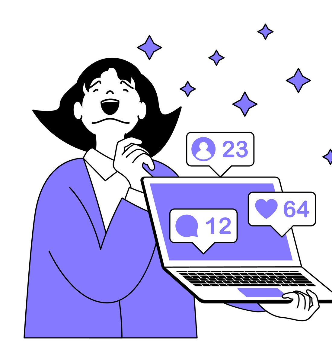 自動投稿され反応の数字が集まるイメージ